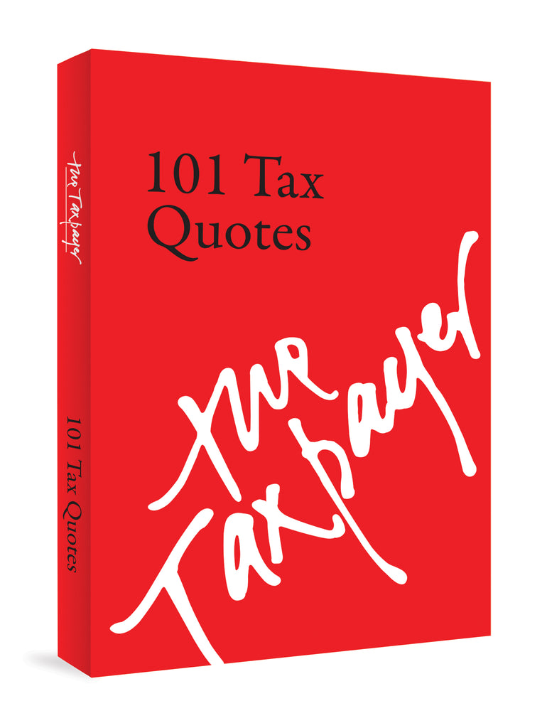 Red book titled '101 Tax Quotes' with white text on a white background